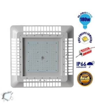 GloboStar® 115091 Φωτιστικό Οροφής για Βενζινάδικα Gas Station 180W AC 230V 25200lm 60° Αδιάβροχο IP65 Φυσικό Λευκό 5000K